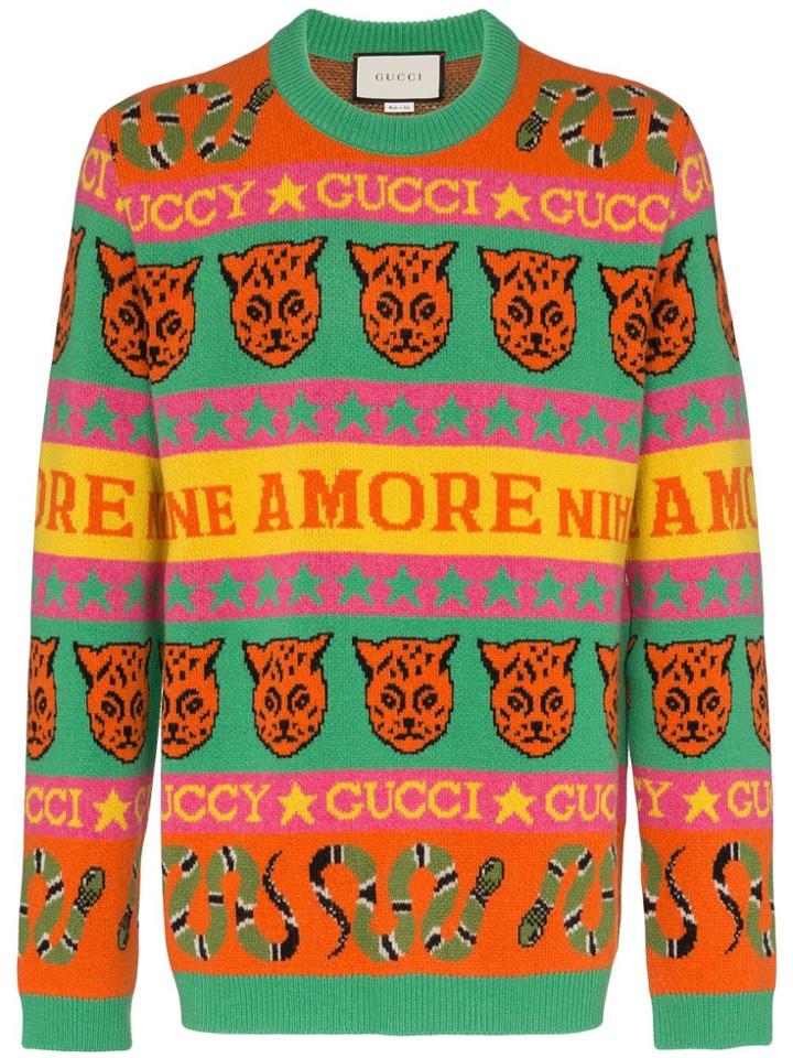 Gucci Gucci Tiger Snake Crw Swt Orng - Orange