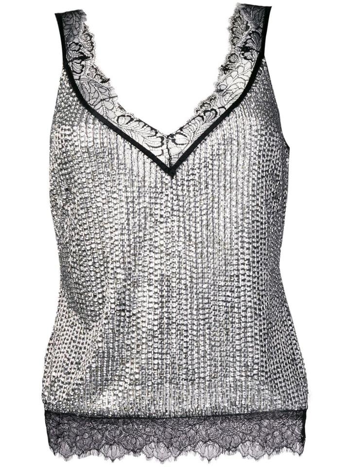 Amen Embellished Camisole Top - Metallic