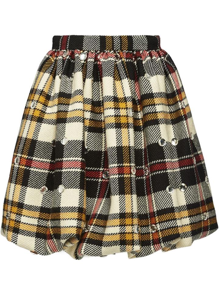 Miu Miu Embellished Wool Skirt - Neutrals