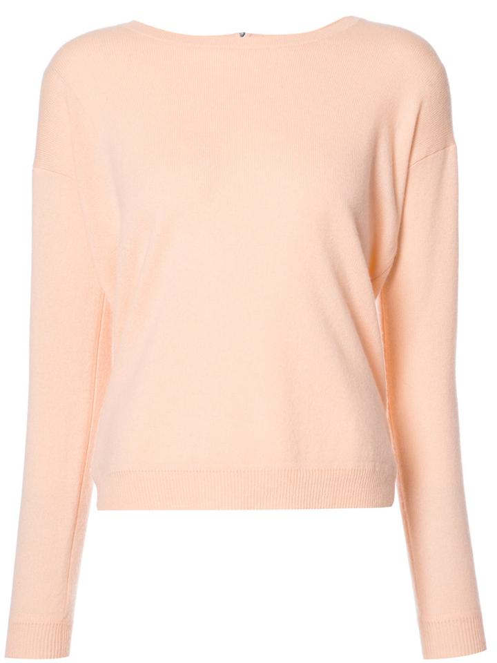 Allude Round Neck Jumper, Women's, Size: Medium, White, Cotton