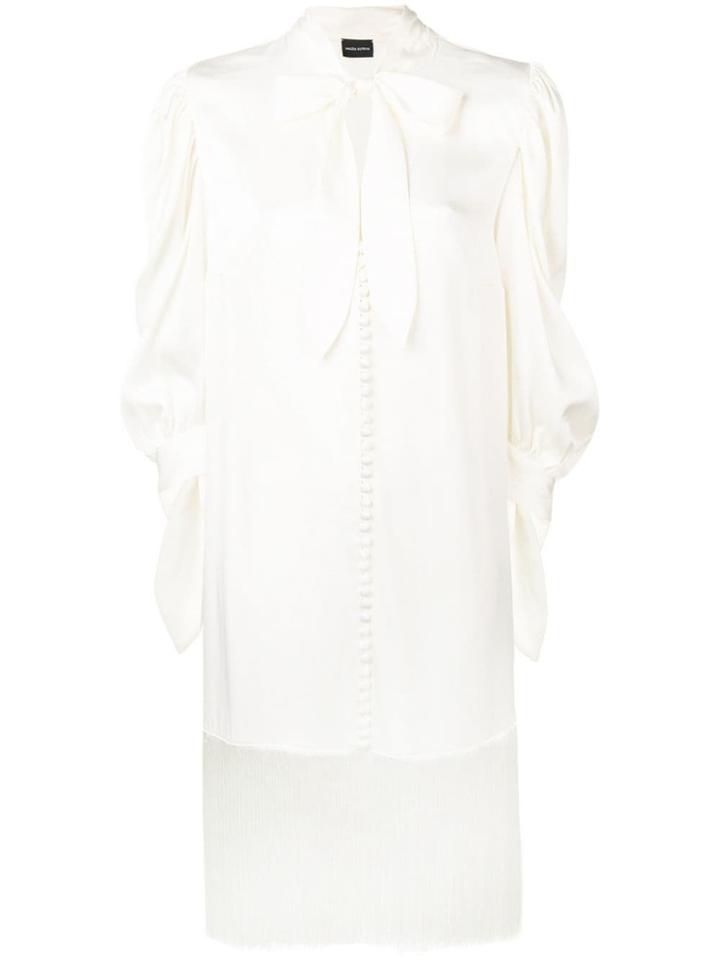 Magda Butrym Fringed Tie Neck Dress - White
