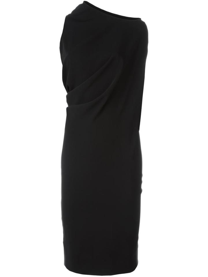 Mm6 Maison Margiela Single Shoulder Draped Dress, Women's, Size: 42, Black, Polyester