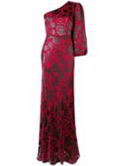 Saloni Floral Asymmetric Gown - Red