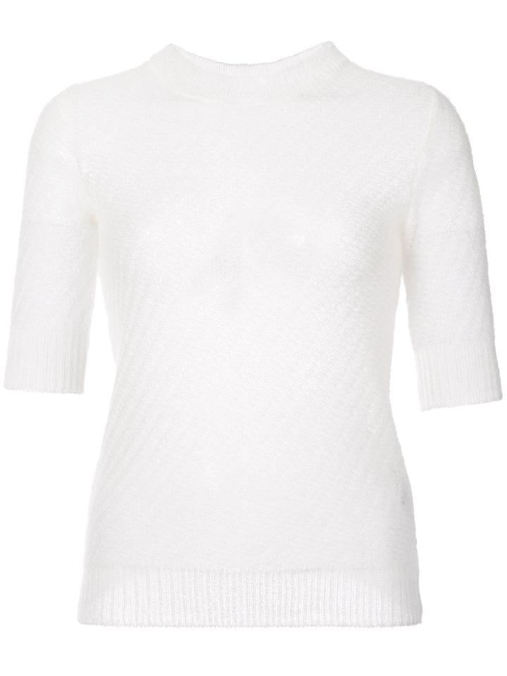 Julien David Short Sleeved Knitted Top - White