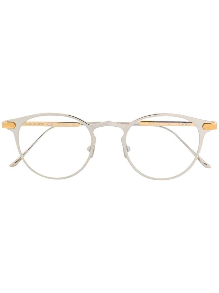 Cartier Eyewear Round Frame Glasses - Silver