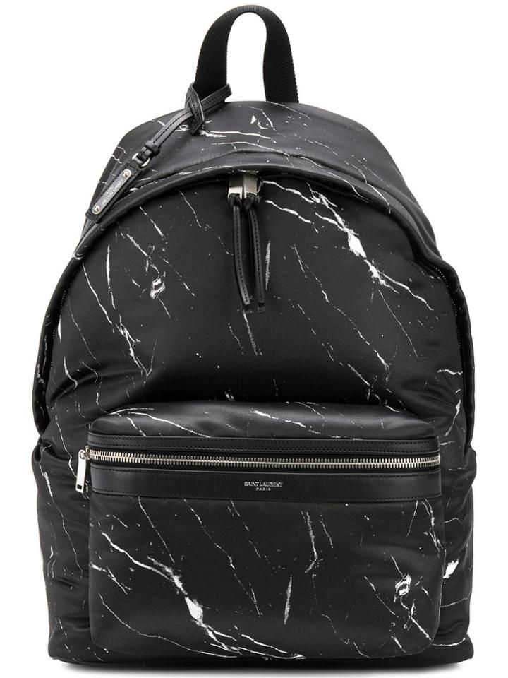 Saint Laurent Marble Print Backpack - Black