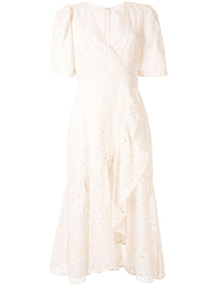 Rebecca Taylor Eyelet Embroidery Wrap Dress - Neutrals