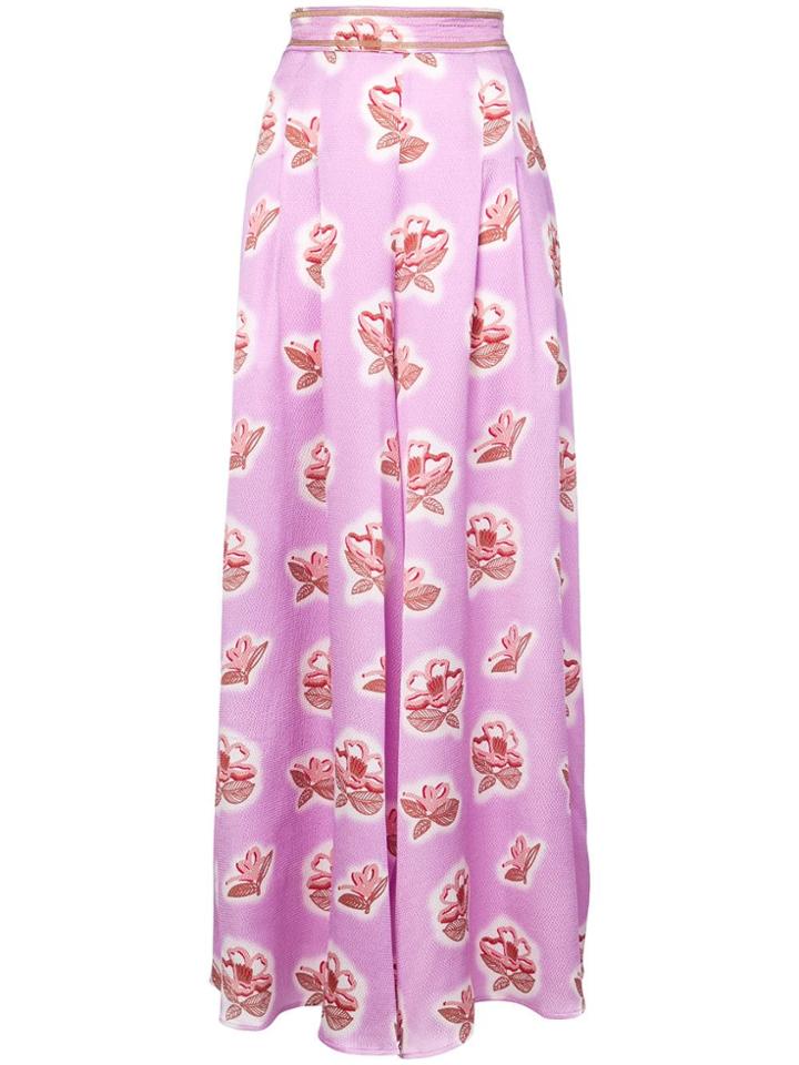 Peter Pilotto Floral Print Wide Leg Trousers - Pink & Purple