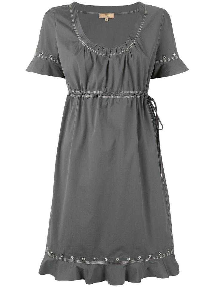 Fay - Drawstring Eyelet Dress - Women - Cotton/spandex/elastane - L, Green, Cotton/spandex/elastane
