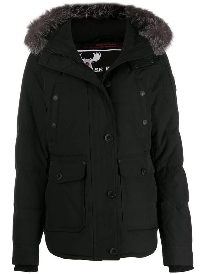 Moose Knuckles Hooded Down Parka Coat - Black
