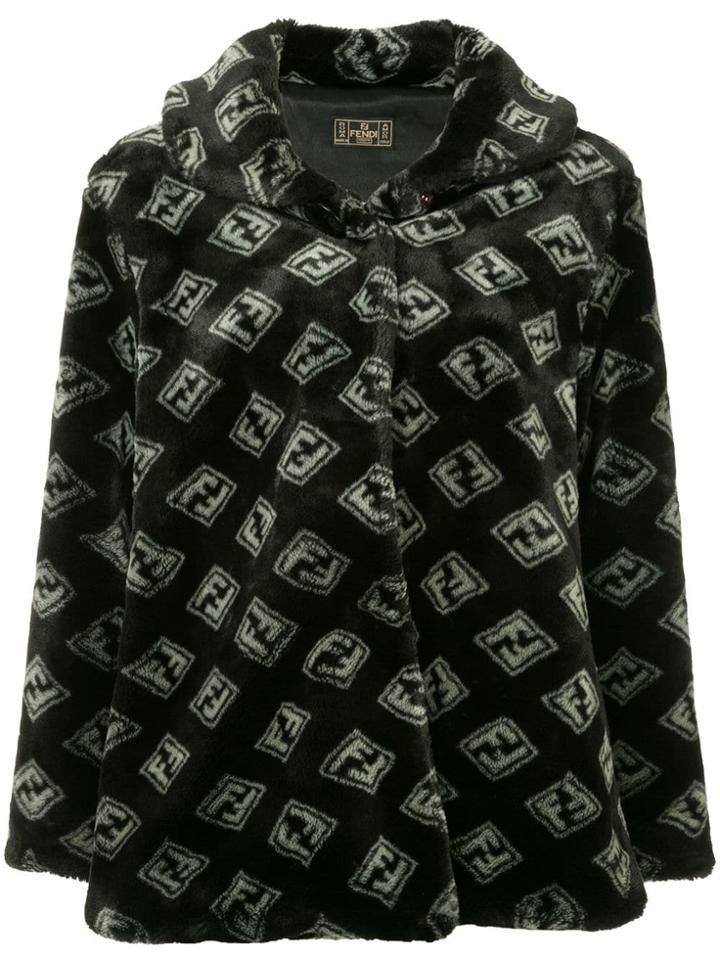 Fendi Vintage Fendi Vintage Zucca Pattern Long Sleeve Coat - Black
