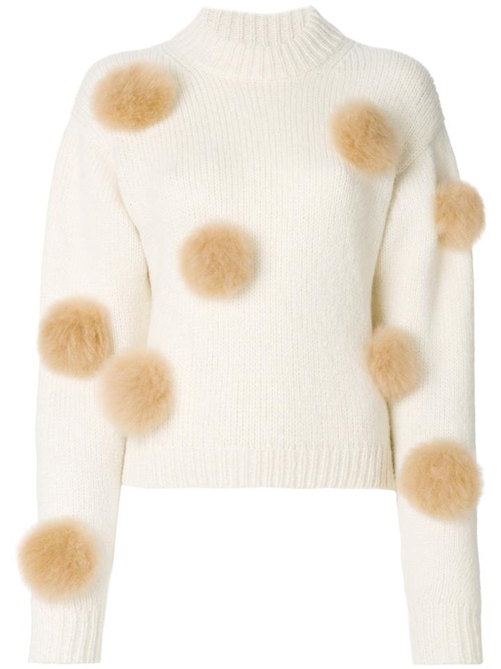 Tibi Pom Pom Sweater - White