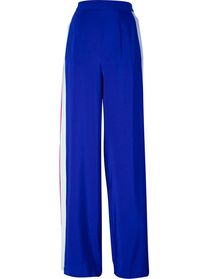 Msgm Side Stripe Detail Palazzo Pants, Women's, Size: 42, Blue, Silk/polyester