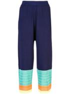 I-am-chen Cropped Ribbed Trousers - Blue