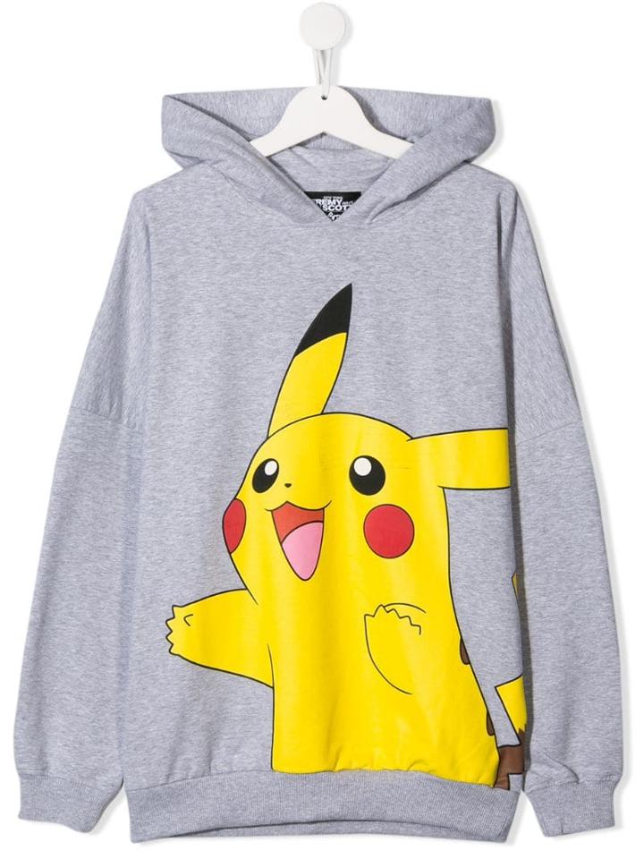 Jeremy Scott Junior Teen Pikachu Print Hoodie - Grey
