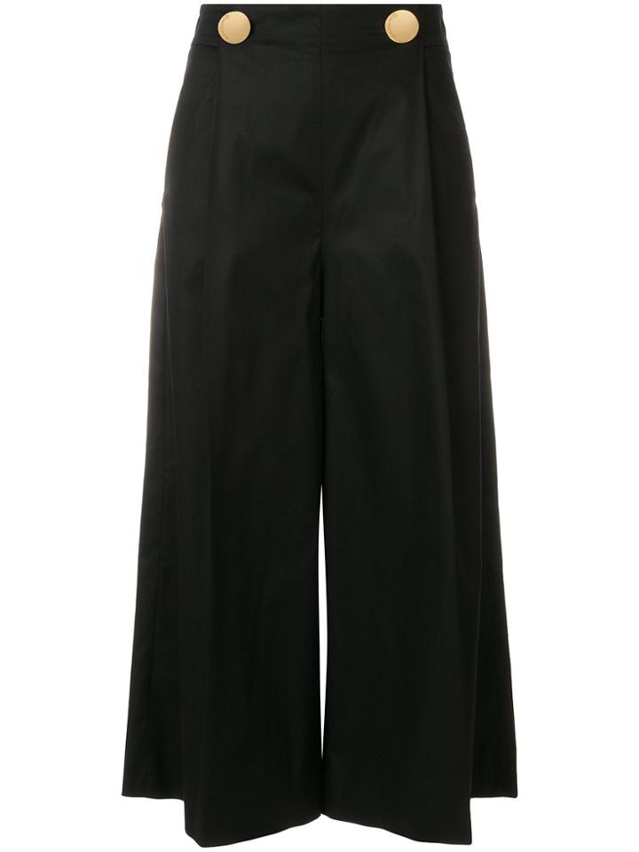 L'autre Chose Cropped Flared Trousers - Black