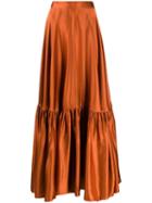 Plan C Ruffled Hem Skirt - Orange