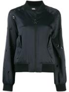 Karl Lagerfeld Eyelet Embellished Bomber - Blue