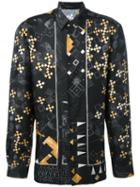 Versace Domino Print Shirt, Men's, Size: 39, Silk