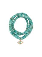Sydney Evan 14kt Yellow Gold, Diamond And Turquoise Evil Eye Wrap