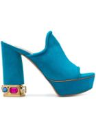Casadei Embellished Heel Mules - Blue