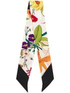 Gucci Silk Neck Bow With Flora Gothic Print - Neutrals