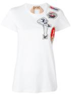 No21 Multiple Patches T-shirt, Women's, Size: 42, White, Cotton/polyester/glass/metal (other)