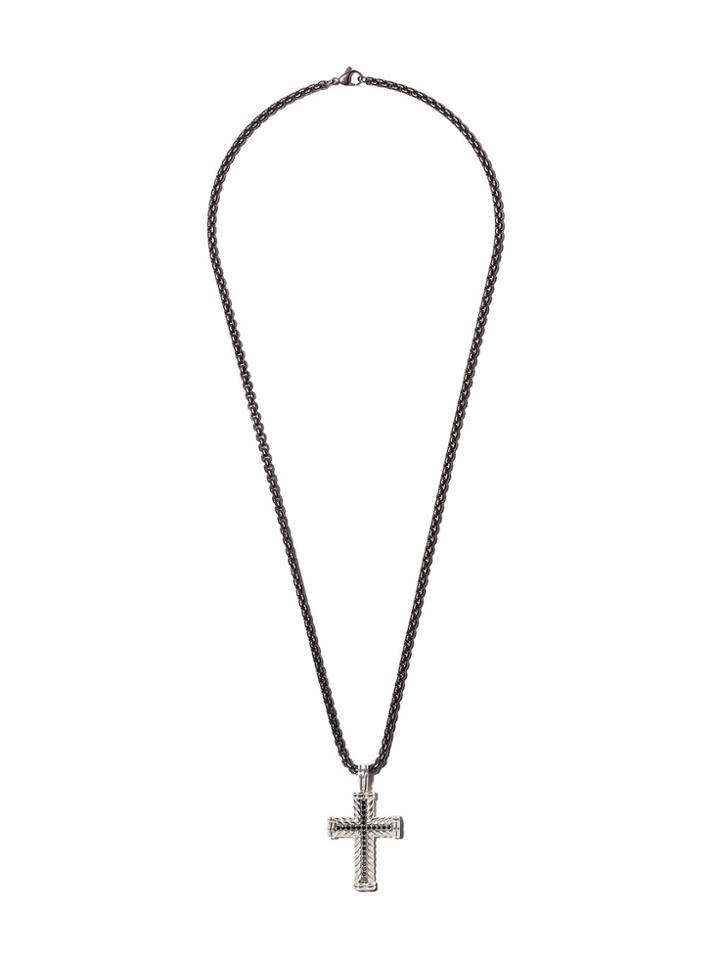 David Yurman Chevron Cross Black Diamond Pendant - Metallic
