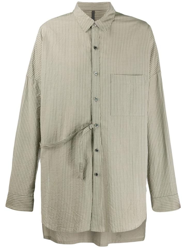 Attachment Buckle-detail Striped Shirt - Green