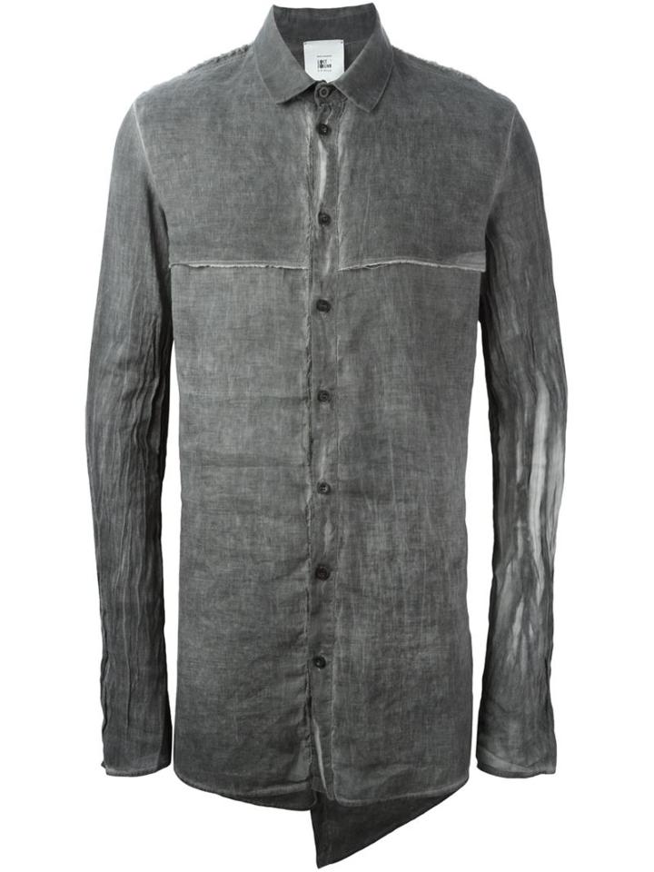 Lost & Found Rooms Washed Effect Shirt, Men's, Size: Large, Grey, Linen/flax/cotton
