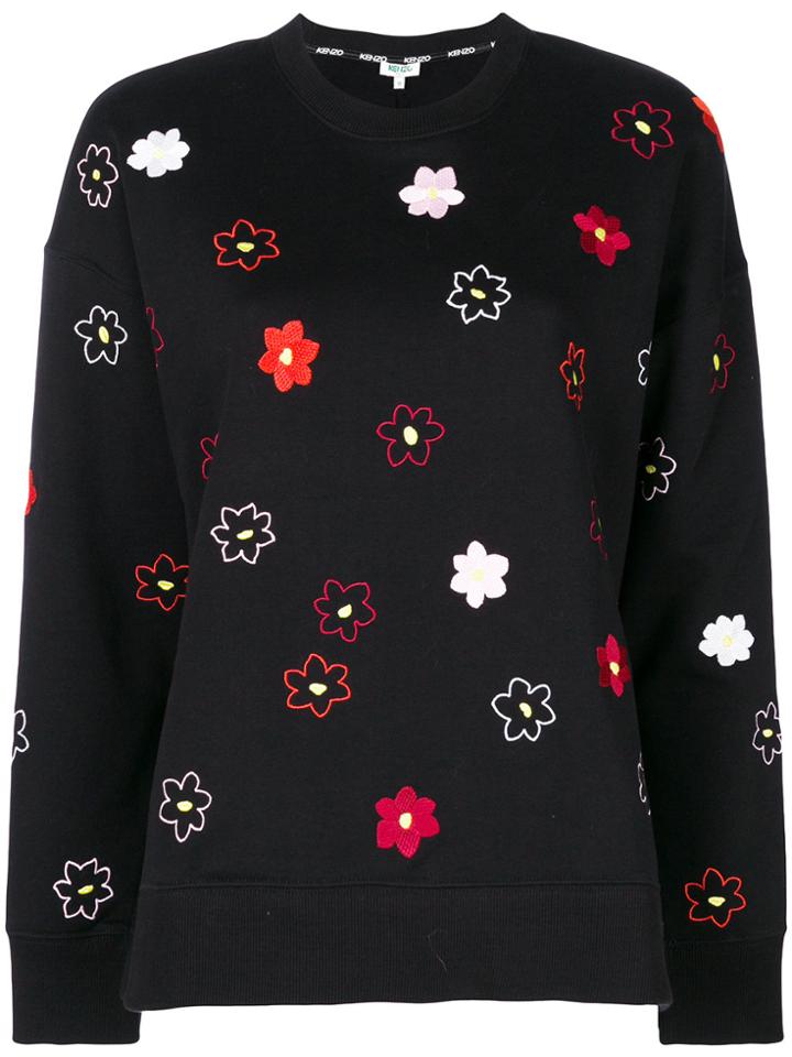 Kenzo Flower Embroidered Sweatshirt - Black