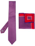 Canali Tie And Pocket Square Set - Red