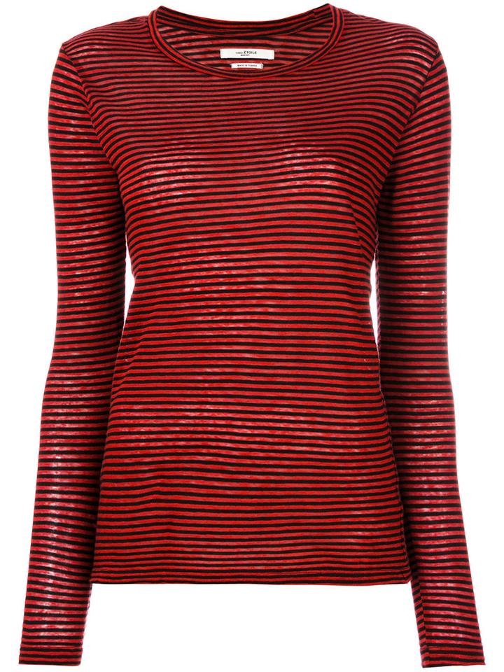 Isabel Marant Étoile - Striped Top - Women - Cotton/linen/flax - M, Red, Cotton/linen/flax