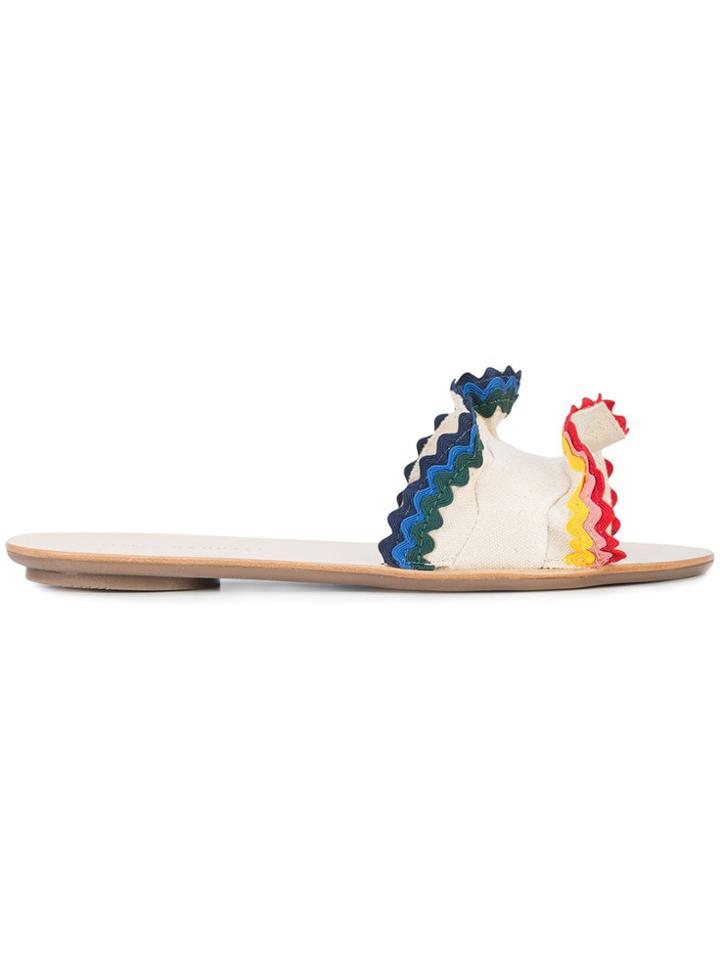 Loeffler Randall Rainbow Ruffle Flip Flops - Neutrals