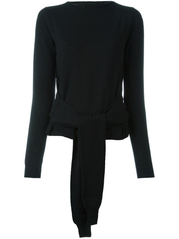 Mm6 Maison Margiela Front Tie Jumper, Women's, Size: Small, Black, Wool