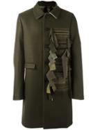 No21 Contrast Panel Buttoned Coat, Men's, Size: 48, Green, Virgin Wool/polyamide/viscose