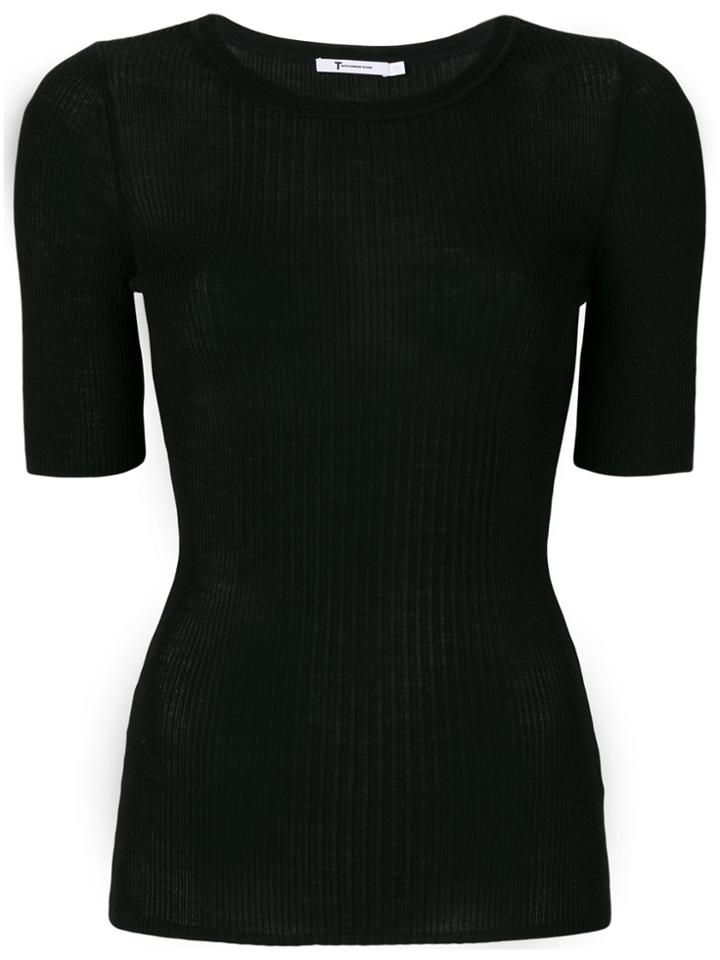 T By Alexander Wang Shortsleeved Knitted Top - Black
