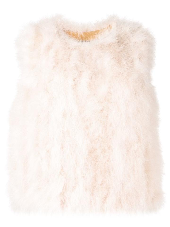 Yves Salomon Feathered Vest - White