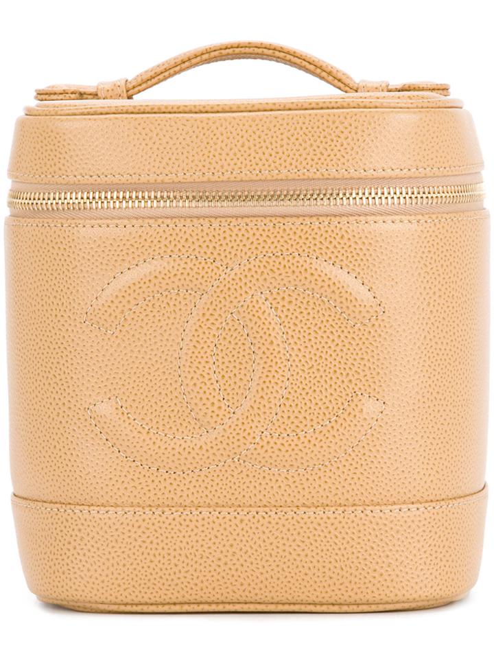 Chanel Vintage Logo Cosmetic Bag - Brown