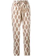 Forte Forte - Diamond Print Trousers - Women - Silk/cotton - 2, Nude/neutrals, Silk/cotton
