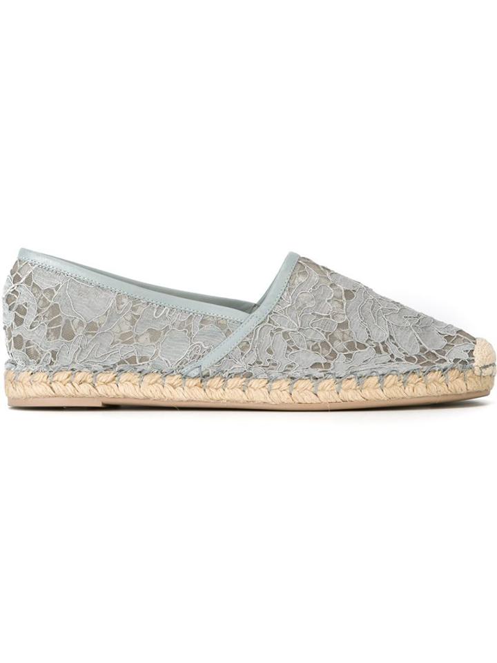 Valentino Garavani Lace Espadrilles, Women's, Size: 39, Blue, Goat Skin/cotton/rubber