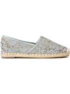 Valentino Garavani Lace Espadrilles, Women's, Size: 39, Blue, Goat Skin/cotton/rubber