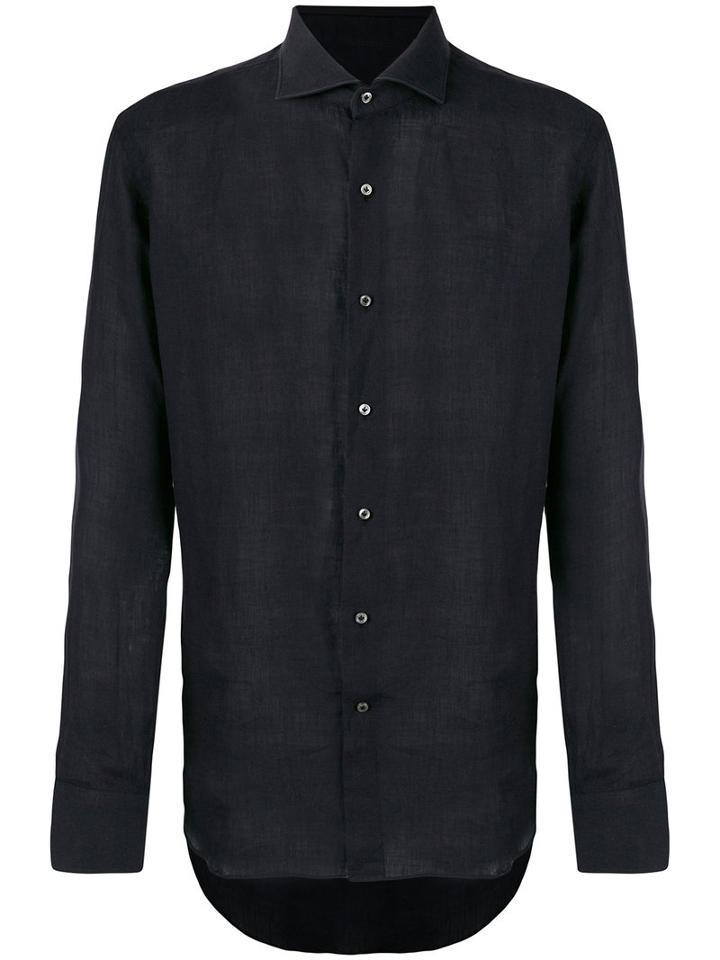 Alessandro Gherardi - Long Sleeve Shirt - Men - Linen/flax - 42, Black, Linen/flax