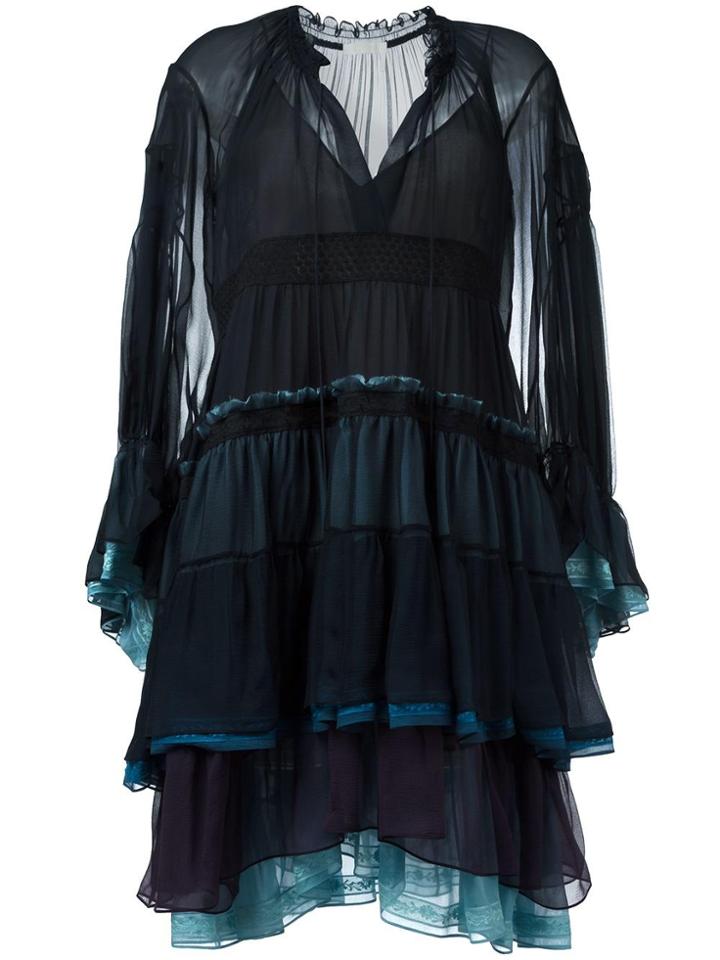 Chloé Tiered Colour Block Dress - Black