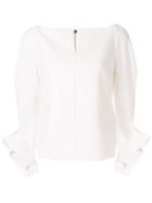 Roland Mouret Tybee Ruffled-cuff Blouse - White