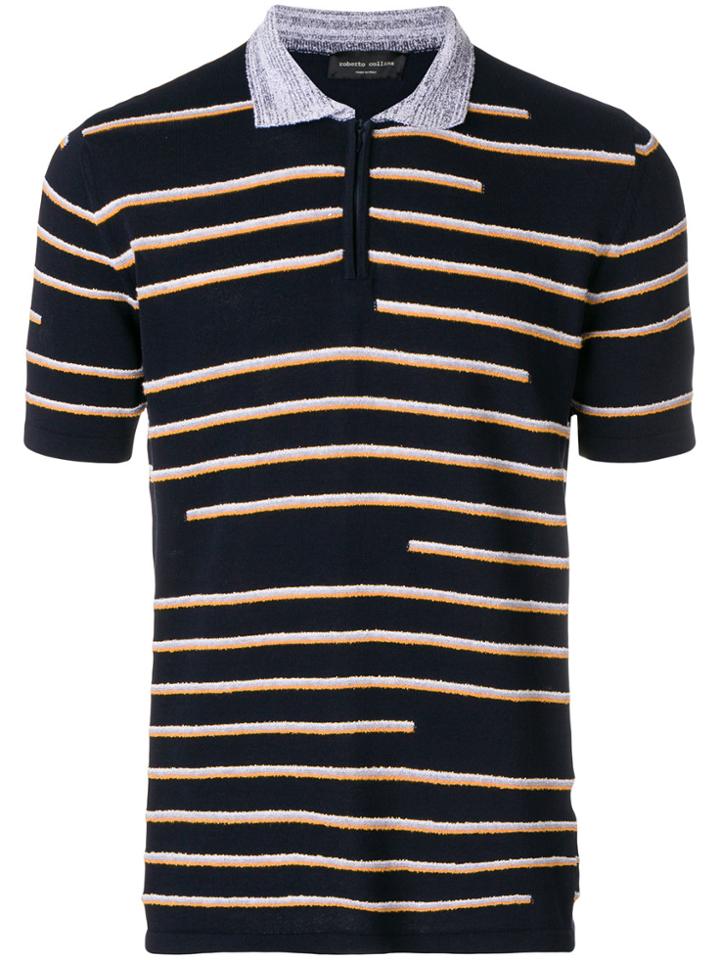 Roberto Collina Stripe Pattern Polo Shirt - Blue