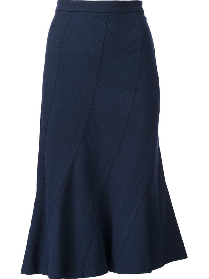 Altuzarra Ruffled Skirt, Women's, Size: 40, Blue, Cotton/spandex/elastane
