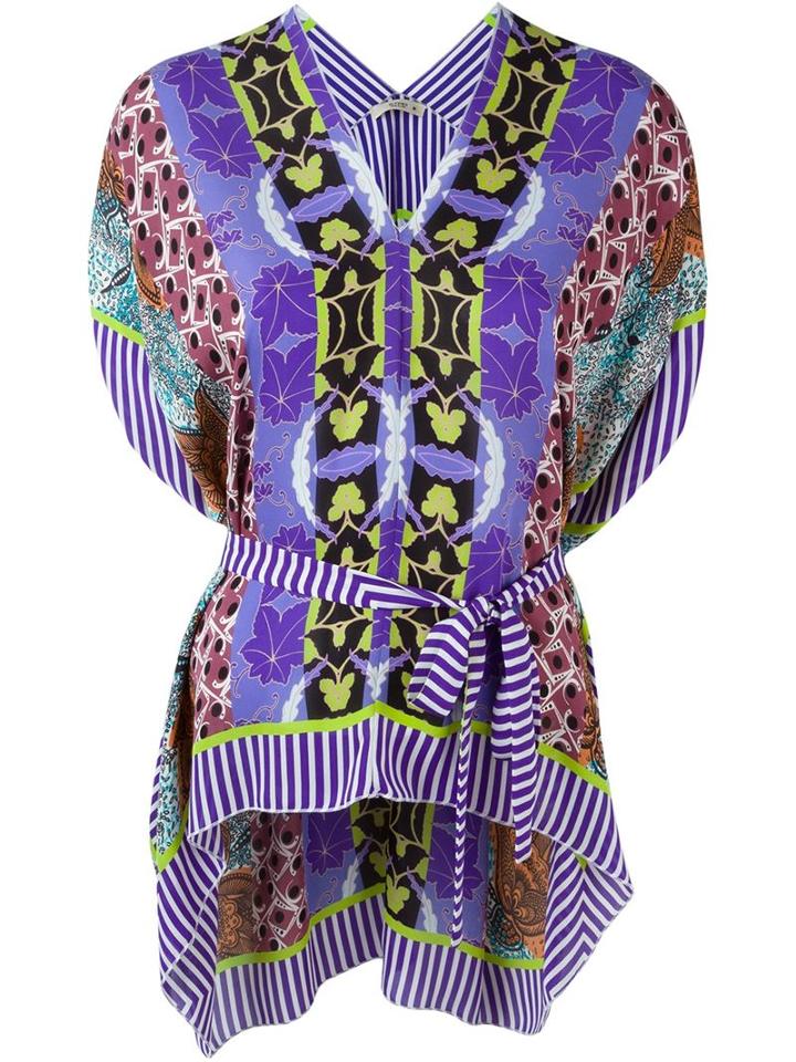 Etro Elastic Waist Multipattern Dolman Sleeve Blouse