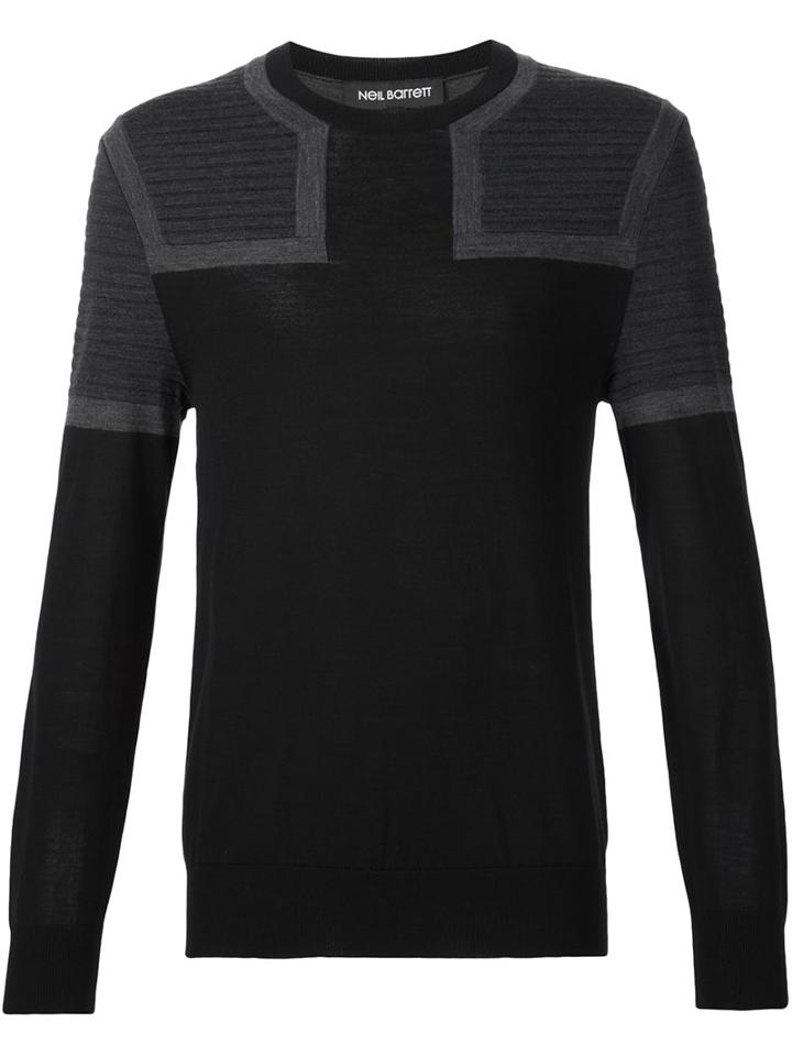 Neil Barrett Colour Block Jumper, Men's, Size: Small, Black, Merino