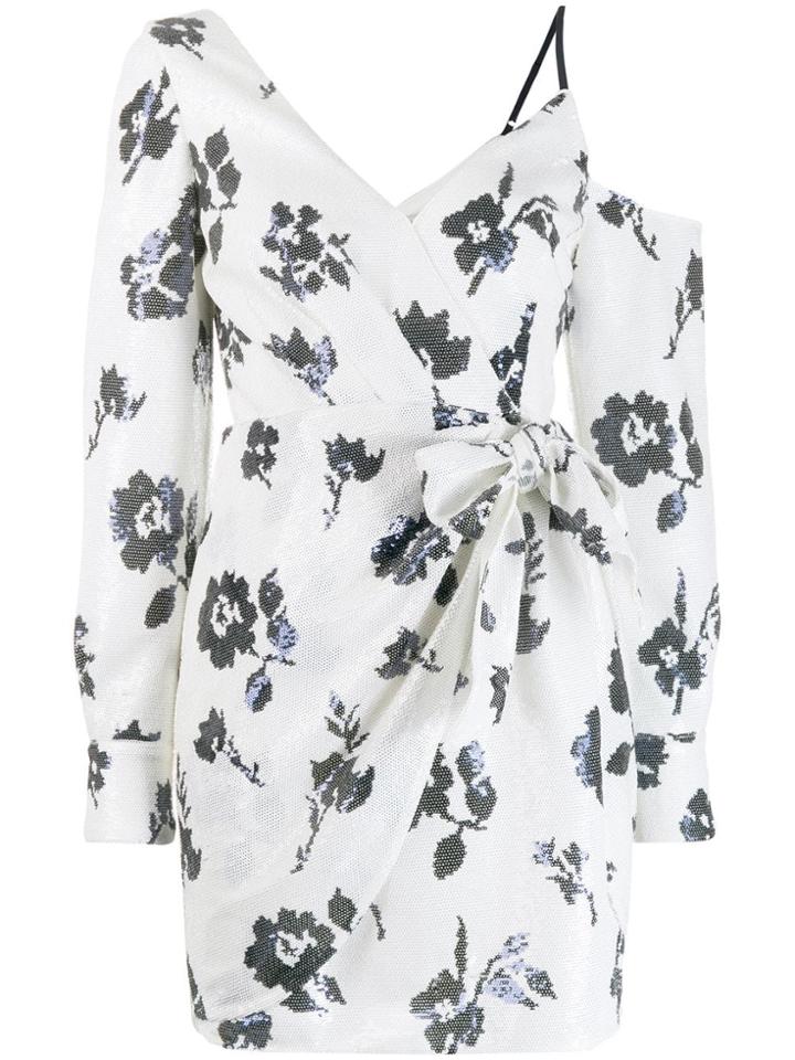 Self-portrait Asymmetric Floral Mini Dress - Neutrals